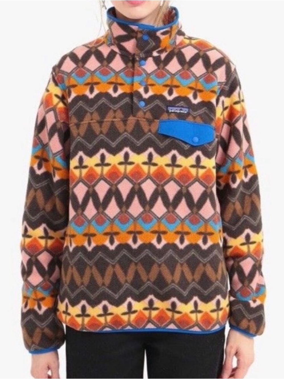 Patagonia Women's Synchilla Snap-T Fleece Pullover Brown, Blue, Pink - RARE